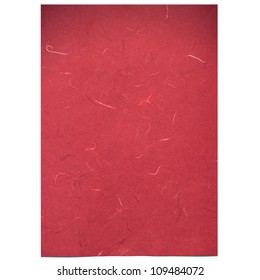 Red Rice Paper Texture On White Background.