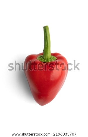 Red ripened pimento mild chili pepper isolated on a white background w clipping path