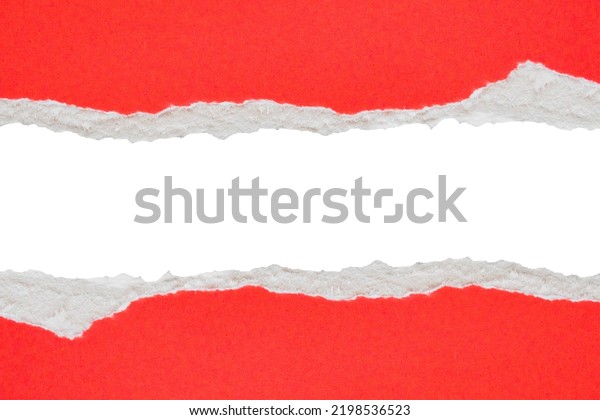 red ripped paper torn edges strips isolated on\
white background
