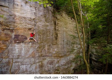 Red River Gorge/USA-07/22/2019 Photo Of Mountaineer Do Rock Climbing 