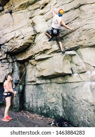 Red River Gorge/USA-07/22/2019 Photo Of Mountaineer Do Rock Climbing 