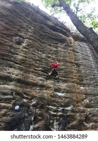 Red River Gorge/USA-07/22/2019 Photo Of Mountaineer Do Rock Climbing 