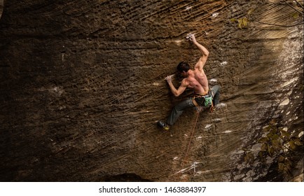 Red River Gorge/USA-07/22/2019 Photo Of Mountaineer Do Rock Climbing 