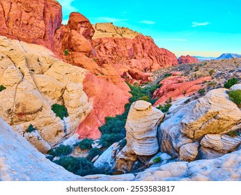 Red Rock Canyon Sandstone Cliffs and Desert Landscape Eye-Level View - Powered by Shutterstock