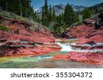 Red Rock creek With Vimy Peak and woodlands in background in Waterton Lakes National park, alberta, canada