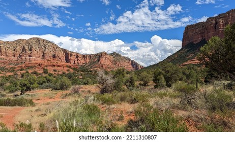 Red Rock Formations In Sedona Arizona Along A Hiking Trail