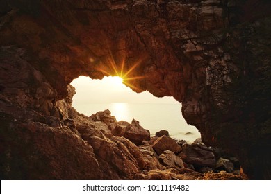the red rock with sun shine. - Shutterstock ID 1011119482