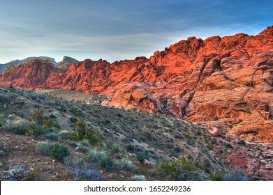 Red Rock At Sunset In The Nevada Desert