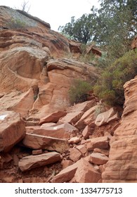 Red Rock Trail And Markers On The Bear Mountain Trail In Sedona, Arizona.