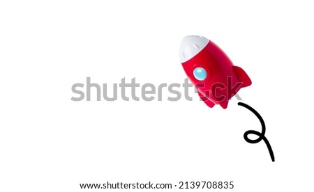 Red rocket on white background, Hi Energy rocket idea Take-off for new business success concept