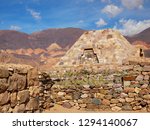 Red rocks and Inca ruins in Tilcara, Quebrada de Humahuaca, Argentina