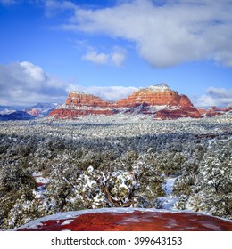 Red Rocks In Sedona, Arizona After Snow Storm