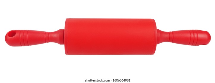 Red Rolling Pin Isolated On White Background