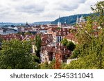 Red roofs of buildings, view of Mala Strana (Lesser Town) district from Hradcanske namesti, Prague, Czech Republic