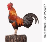 Red rooster with white background