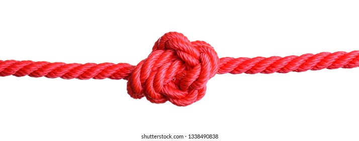 Red Rope With Knot On White Background