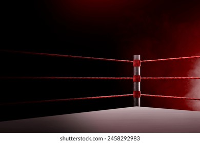 Red rope on the boxing ring corner in the stadium arena - Powered by Shutterstock