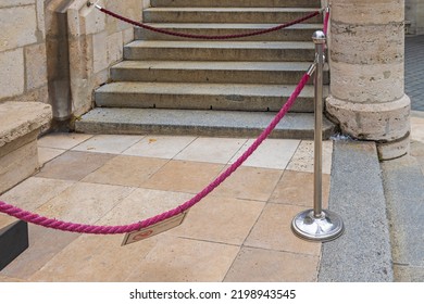 Red Rope Stanchion Private Property Do Not Enter Sign