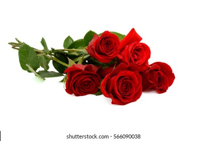 Red Rose Bouquet Isolated On White Background