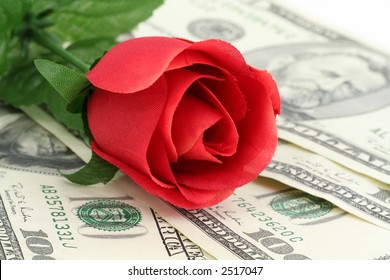 Red Rose And Dollar, Concept Of Love And Money