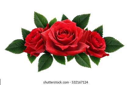 Red Rose Flowers Arrangement Isolated On White