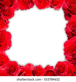 Red Rose Frame On White Background Stock Photo 553784632 | Shutterstock