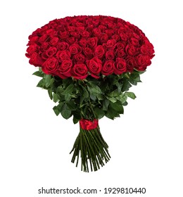 Red rose. Isolated large bouquet of 101 red rose on white.