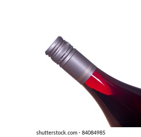 Red Or Rose Wine In Screw Top Wine Bottle  Isolated Against White