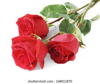 Red roses bunch isolated on white background 