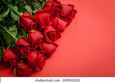 Red Roses On A Red Background