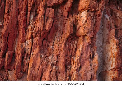 Red Rough Geological Formation Detail. Natural backgrounds and textures
