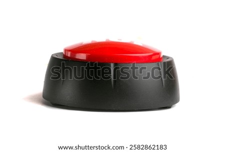 red round button on white background