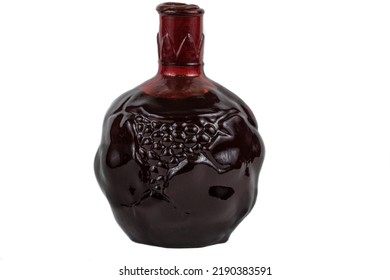 Red And Round Glass Bottle With Pomegranate Wine