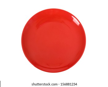 Red Round Plate Isolated On White