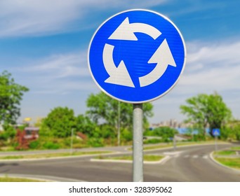 Red Roundabout Crossroad Road Traffic Sign 