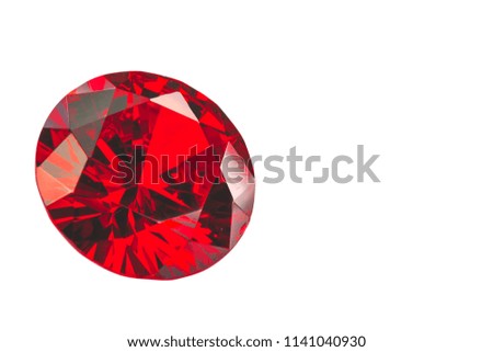 red ruby diamonds on the white background with clipping path