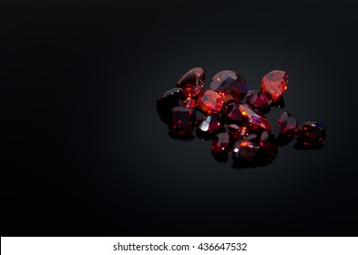 Red Ruby Gem On Black Shine Table, Color Filter