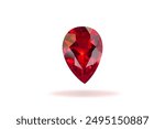 Red Ruby gemstone isolate on white background, close up shot