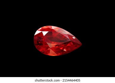 Red Ruby gemstone isolate on Black background, close up shot