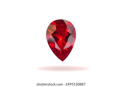 Red Ruby gemstone isolate on white background, close up shot