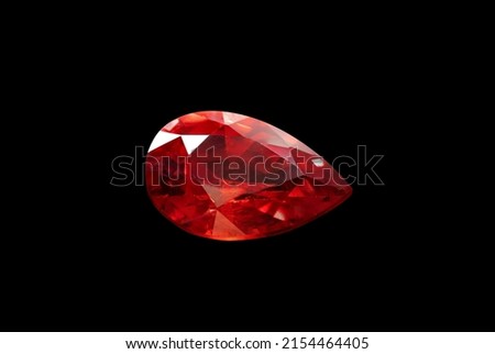 Red Ruby gemstone isolate on Black background, close up shot