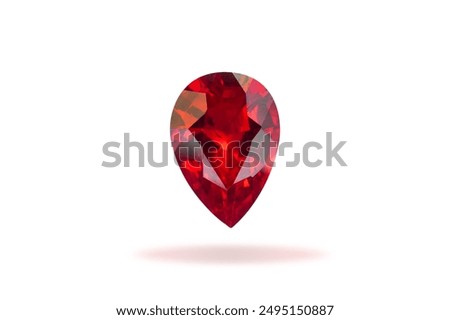 Red Ruby gemstone isolate on white background, close up shot