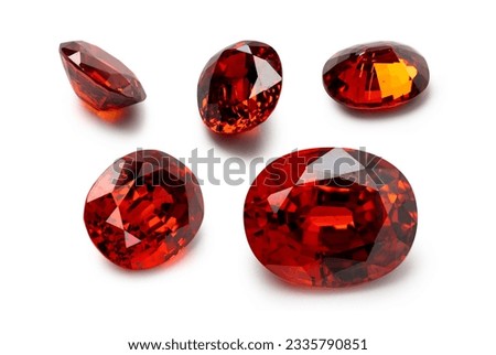 Red Ruby gemstone Round Cut isolate on white background, close up shot