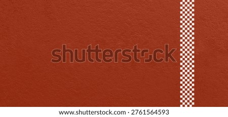 Red running track with vertical checkered finish line on side and subtle texture. Sports concept suitable for race finish, competition, goal, and success themes.
