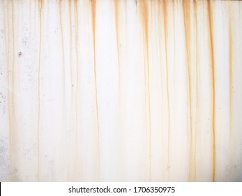 Red Rust Stain On White Concrete Wall Texture