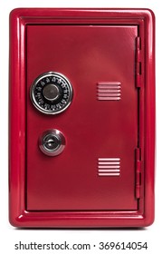 Red Safe Deposit Box On A White Background