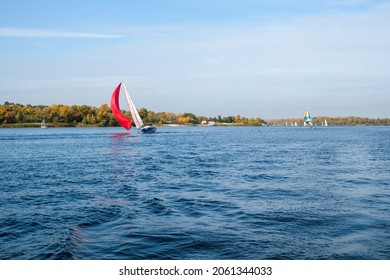Red Sail On Sailing Yacht Sailing Stock Photo Shutterstock