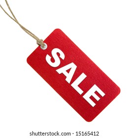 Red Sale Tag Isolated On White