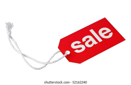 Red Sale Tag Isolated On White Background