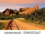 Red sandstone formations at Roxborough State Park, Douglas County, Colorado. The Park is a state park of Colorado, United States
